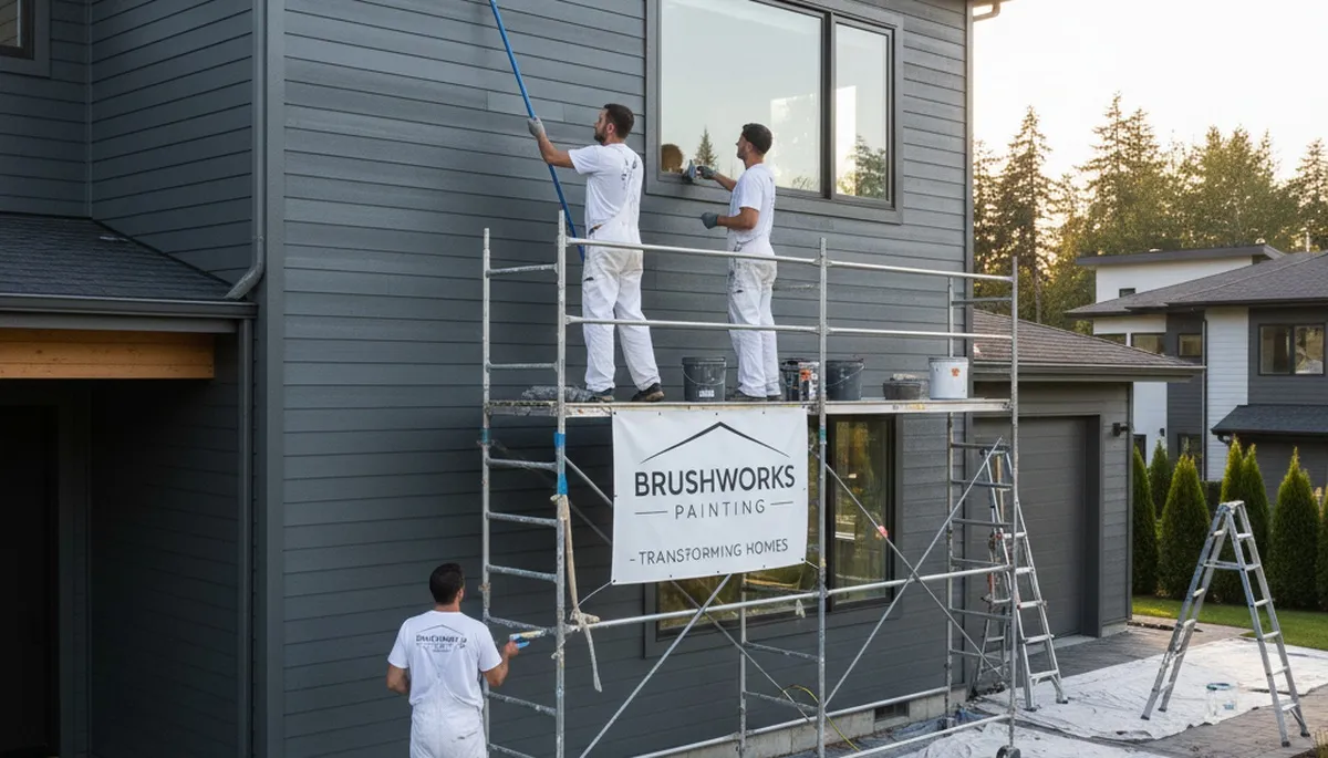 Professional siding painting on a Marietta, GA home by expert exterior house painters